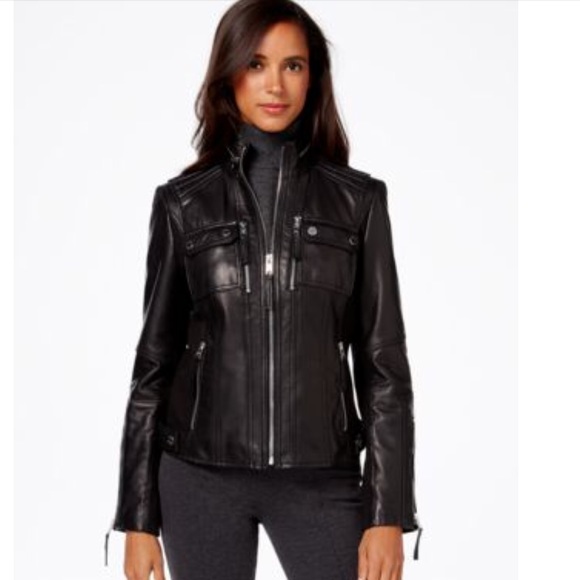 michael kors genuine leather jacket